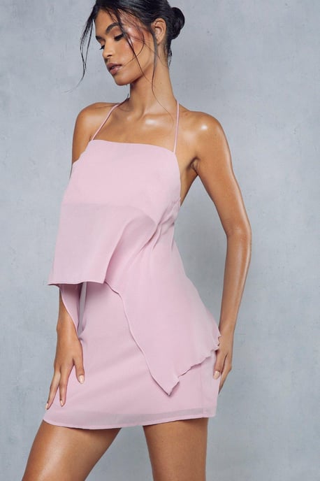 Georgette Open Tie Back Halterneck Cami & Skirt Co Ord