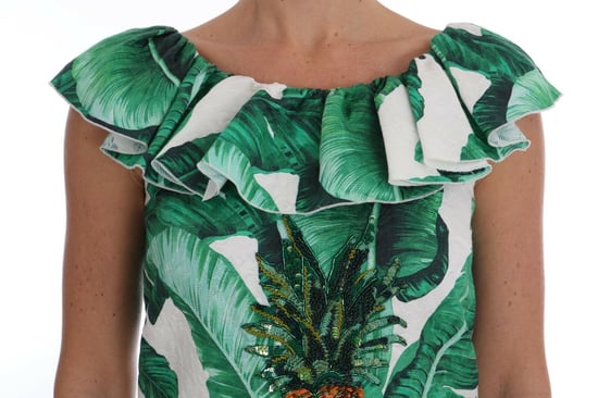 Dolce & Gabbana Damen Bluse mit Ananas-Banane und Pailletten - Image 4