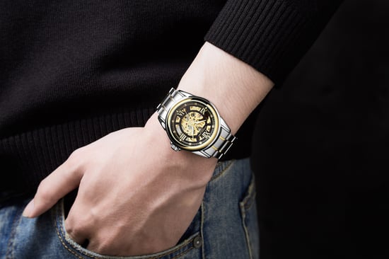 Hand Assembled Anthony James Limited Edition Skeleton Two Tone Gold & Steel Mens Watch