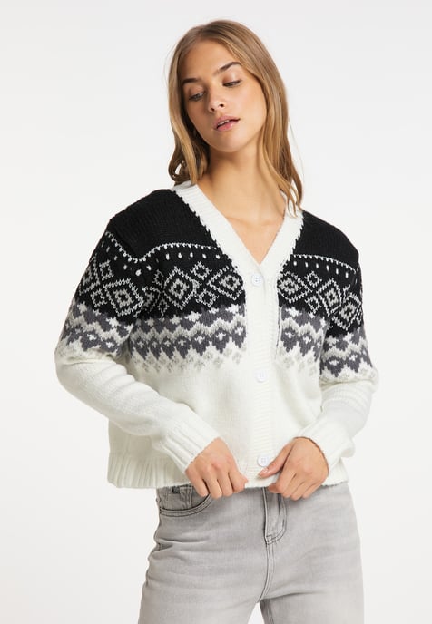 Mymo Strickjacke Damen schwarz-wollweiß - Image 3