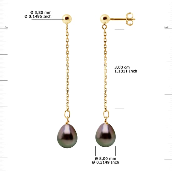DIADEMA - Ohrringe - Anhängig - Echte Tahiti-Perlen und Gelbgold - Image 3