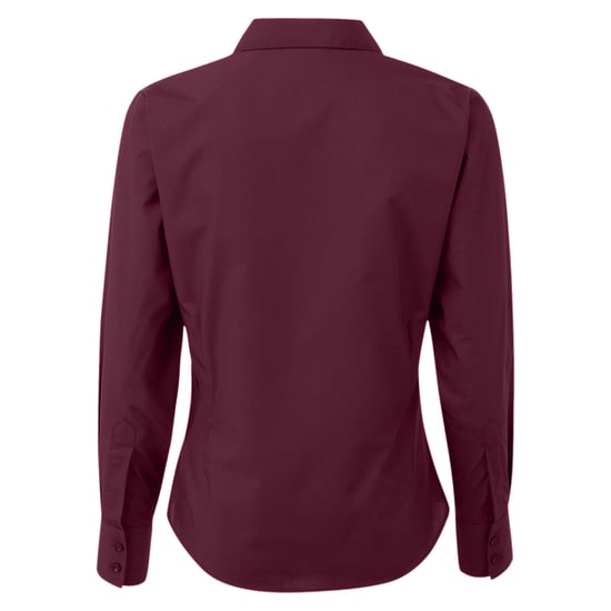 Premier Womens/Ladies Poplin Long-Sleeved Blouse (Aubergine)