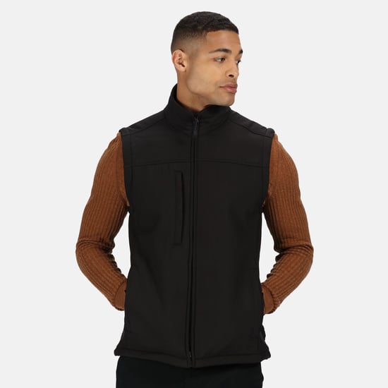 Regatta Mens Flux Softshell Bodywarmer / Sleeveless Jacket Water Repellent And Wind Resistant (All Black)