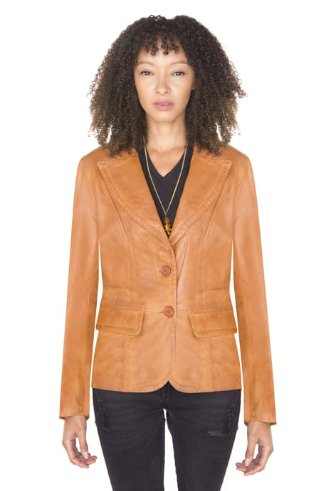 Womens Leather Blazer Jacket-Seregno