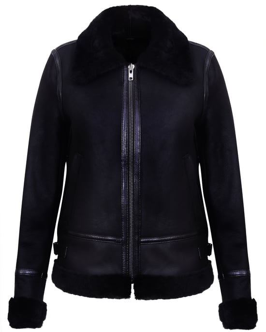 Womens Black B3 Sheepskin Leather Jacket-Campinas