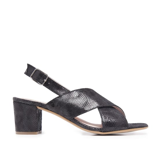 Leather Sandals Heel for Women Heeled Black Shoes Eva Lopez