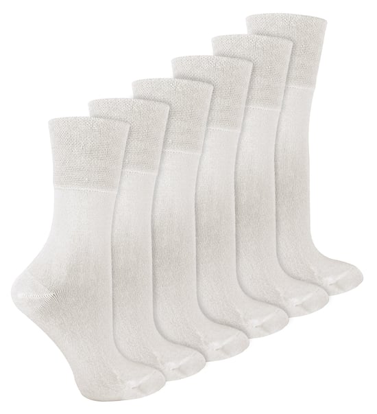 IOMI - 6 Pack Damen Diabetiker Bambus Socken | Extra breite nahtlose lockere nicht elastische Socken für Frauen - Weiß - Image 1
