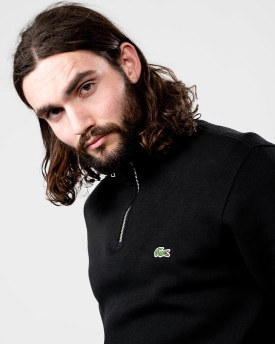 Lacoste Mens Zippered Stand-Up Collar Cotton Sweatshirt - Image 2
