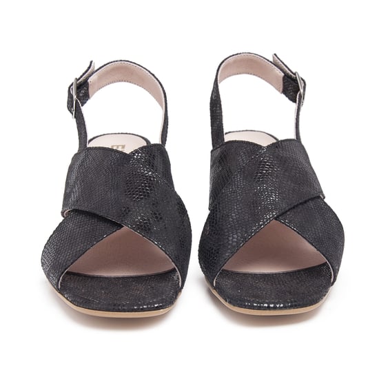Leather Sandals Heel for Women Heeled Black Shoes Eva Lopez