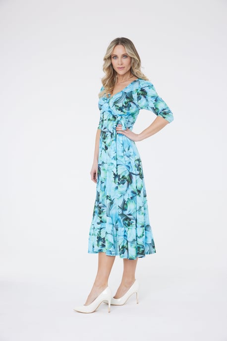 Claire Floral Printed Dress - Blue