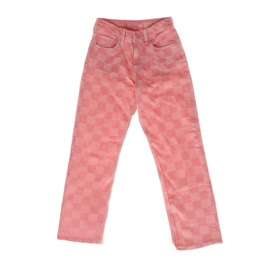 Straight jeans with checkered pattern 484105 girls