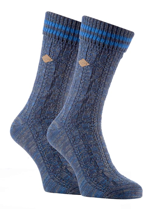 2 Pack Herren Kabel stricken Baumwolle Boot Kleid Socken mit Turn Over Top - Image 1