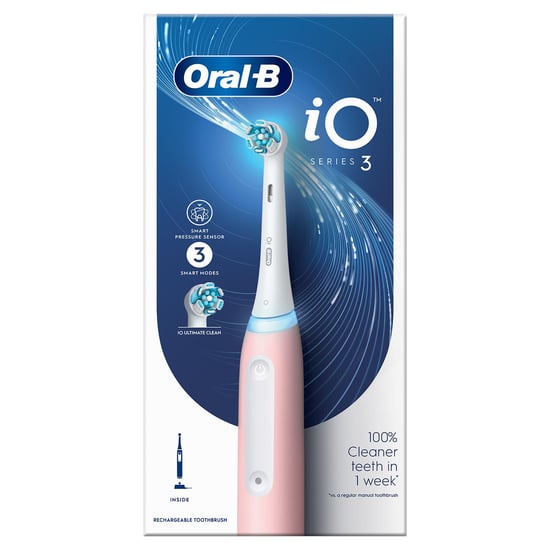 Oral-B iO3 Electric Rechargeable Toothbrush with 3 Cleaning Modes, Blush Pink