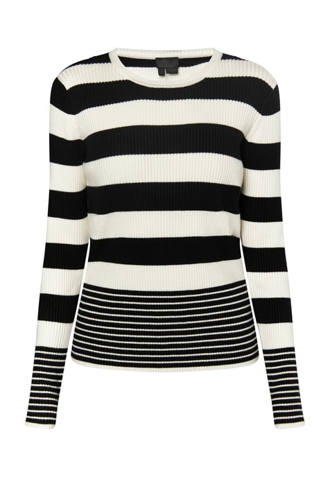 Dreimaster Strickpullover Damen wollweiß schwarz - Image 1