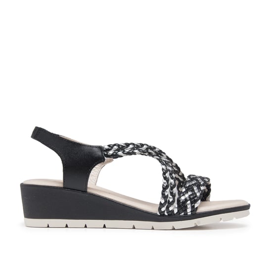 Women's Wedge Leather Sandals in Black