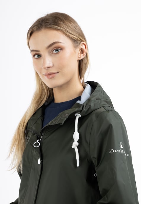 Dreimaster Regenjacke mit Innenprint Damen Dunkeloliv - Image 3