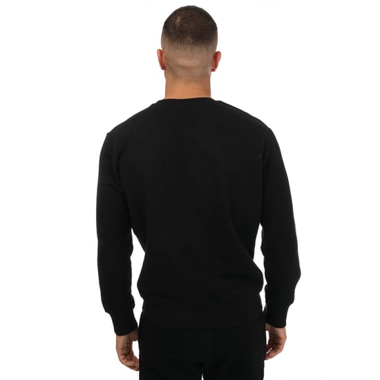 Men's Champion Crew Neck Small Script Logo Sweatshirt in Black