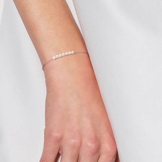 DIADEMA - Bracelet - 7 Real Freshwater Pearls - Cable Chain in White Gold