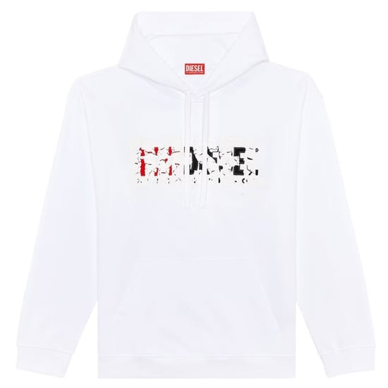 Diesel Double Destroyed Logo White Hoodie