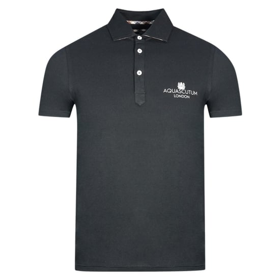 Aquascutum London Bold Logo Schwarzes Poloshirt - Image 1