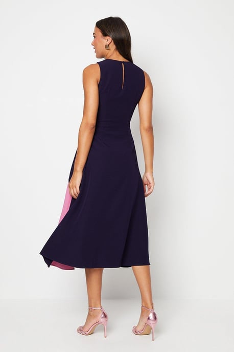Crepe Multi Panel Colour Block Midi Dress