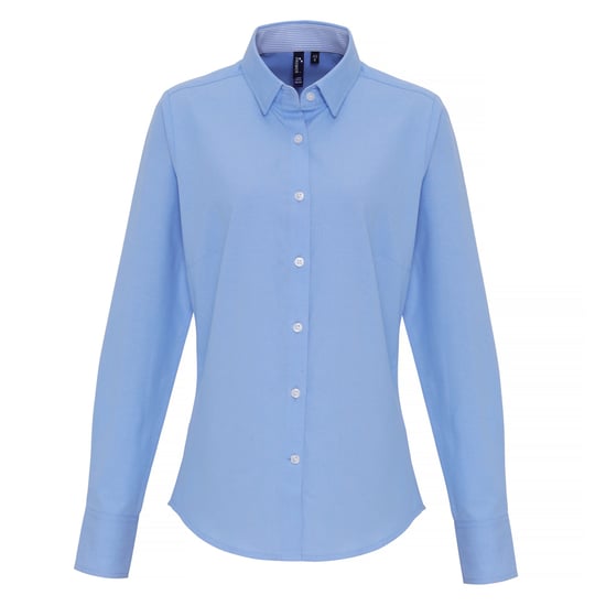 Premier Damen/Damen Cotton Rich Oxford Stripe Bluse (Hellblau) - Image 1