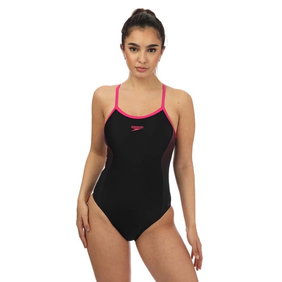 Women's Speedo Thinstrap Muscleback Swimsuit in black pink