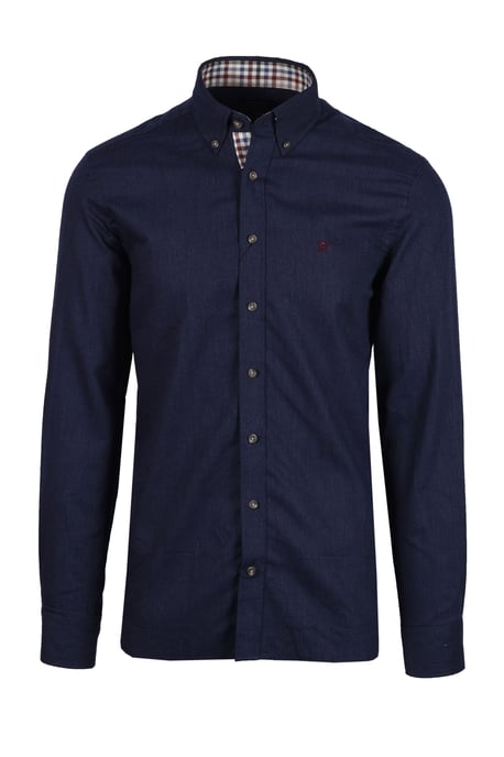 Hackett Flannel Multi Trim Long Sleeved Shirt Navy Blue