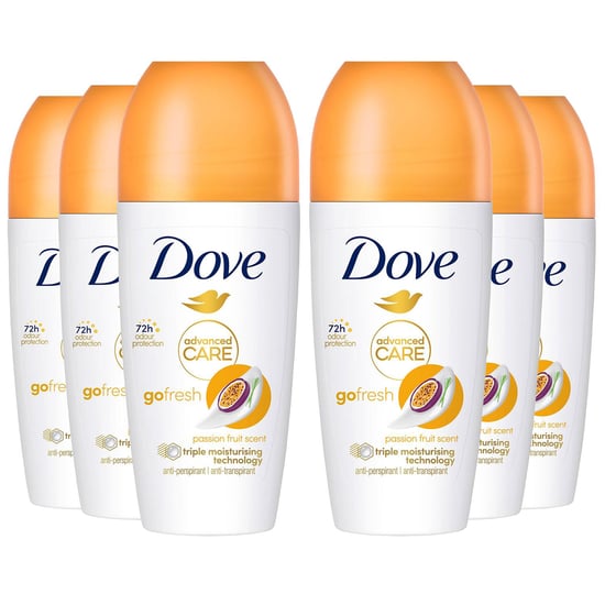 Dove Roll On Go Fresh Passion Fruit 72H Lasting Women's Antiperspirant 50ml, 6pk