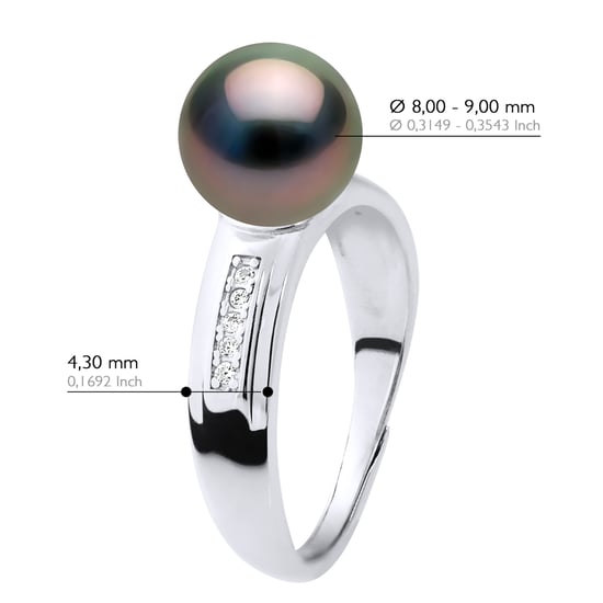 Ring Jewelry - Real Cultured Tahiti Pearl Round 8-9 mm
