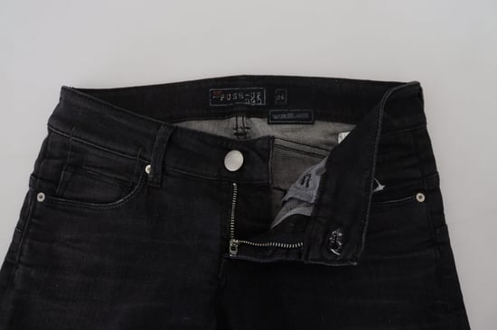 Acht Schwarze Baumwolle Niedrige Taille Slim Fit Damen Freizeit Denim Damenjeans - Image 4