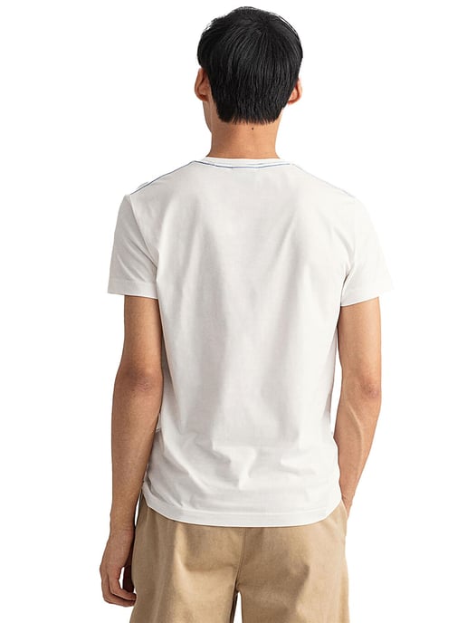 Gant | Herren T-Shirt mit Rundhalsausschnitt Kontrast Logo - Weiß - Image 2