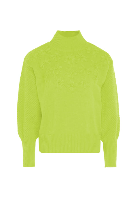 Mymo Pullover mit Blumenstick Damen Limette - Image 1