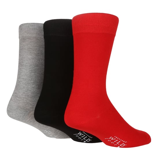 Wildfeet - 3 Paires Homme Chaussettes Bambou Mi-mollet Costume Unies - Rouge / Gris - Image 1
