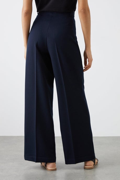 Petite High Waist Wide Leg Tab Trouser