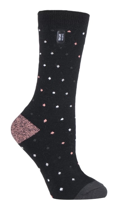 Heat Holders Damen Ultra Lite Thermo-Socken mit gebürstetem Innengarn, schwarze Punkte (Beere) - Image 1