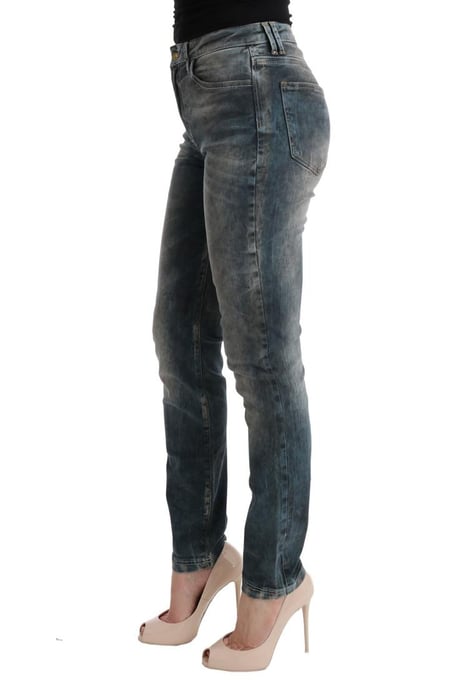 Cavalli Women's Blue Wash Cotton Blend Slim Fit Jeans