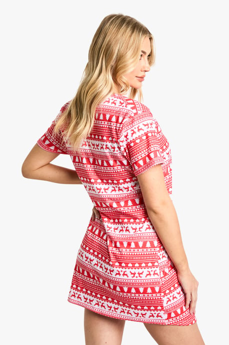 Maternity Christmas Fairaisle Print 2 Pack Peached Button Down Nightie - Image 2