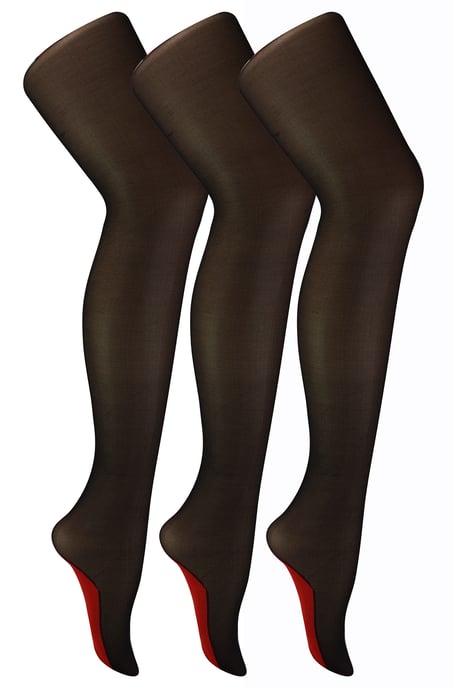 Sock Snob Damen Vintage Nahtstrumpfhose | 3 Paar Multipack | 40 Denier kniehohe, ultraglänzende Strumpfhose mit gerader Rückseite, Schwarz/Rot - Image 1