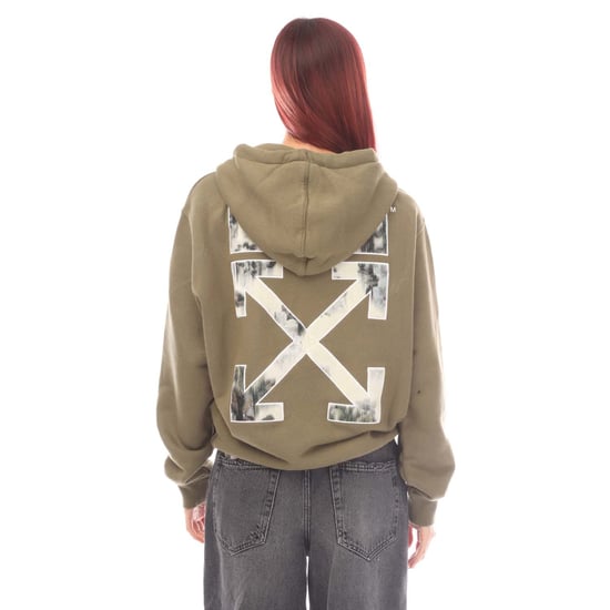 Damen Off-White Flock Chine Blumen Pfeil Hoodie in Grün - Image 2