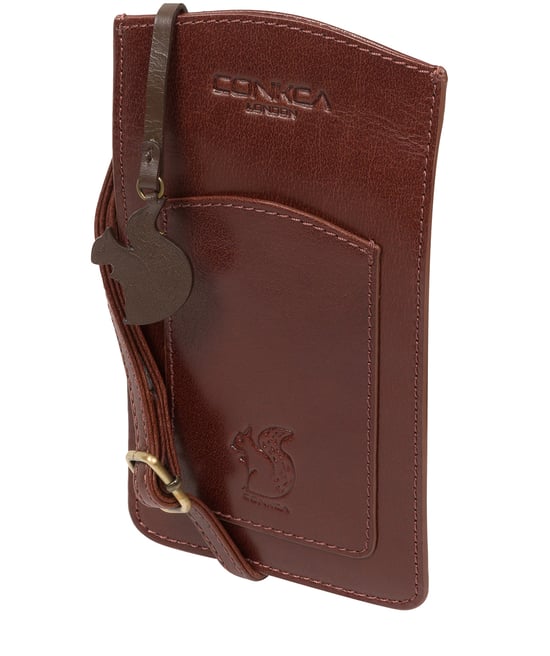 Siren' Conker Brown Leather Cross Body Phone Bag