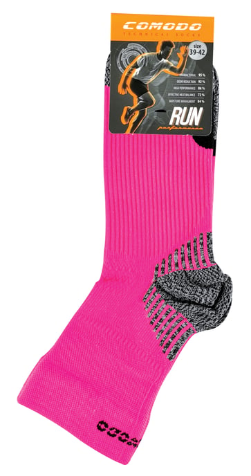 COMODO - Unisex Chaussettes de Contention pour Running Compression pour Sport - Rose Néon - Image 2