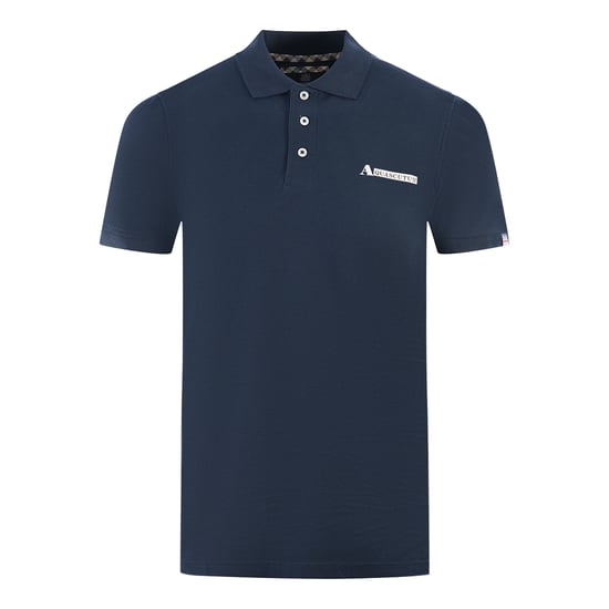 Aquascutum Boxed Logo Marineblaues Poloshirt - Image 1