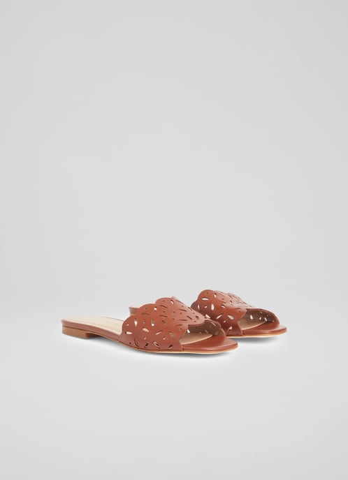 LK Bennett Amaya Flat Sandals, Cognac