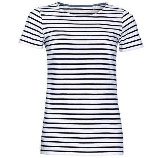 SOLS - "Miles" T-Shirt Rundhalsausschnitt für Damen (Weiß/Marineblau) - Image 1