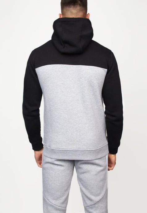 Gym King Koen Mens Zip Up Hoodie Schwarz/Grau - Image 2
