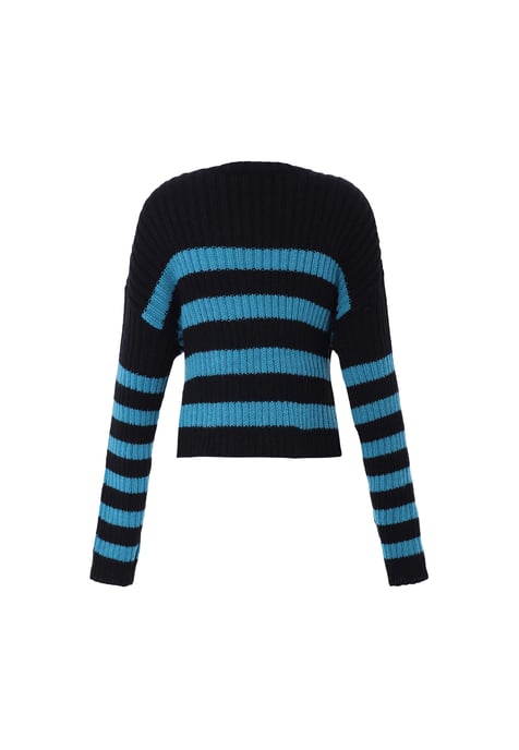 Mymo Strickpullover Damen Schwarz Türkis - Image 2