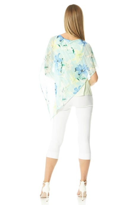 Floral Print Asymmetric Overlay Top
