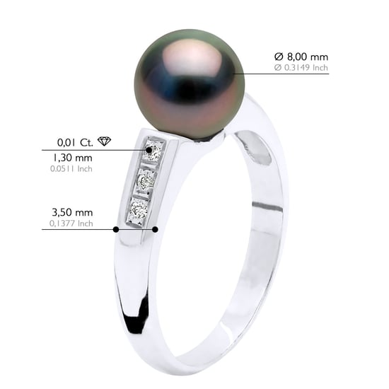 Ringschmuck Diamant 0,06 cts – Weißgold – echte Tahiti-Zuchtperle rund 8–9 mm - Image 2