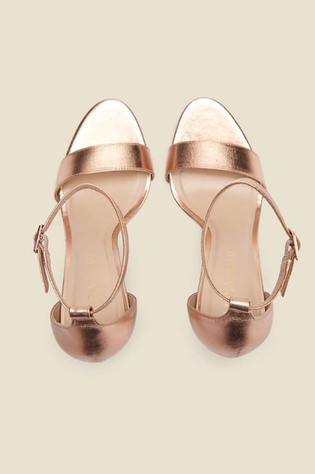 Nia Rose Gold Leather Barely There High Heel Sandal (10.5cm Heel)